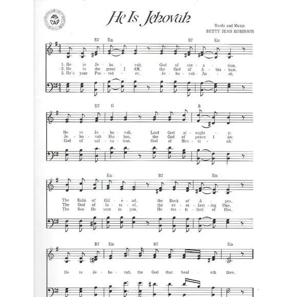 He Is Jehovah Sheet Music 1981 Betty Jean Robinson Christian Worship - Picture 3 of 3